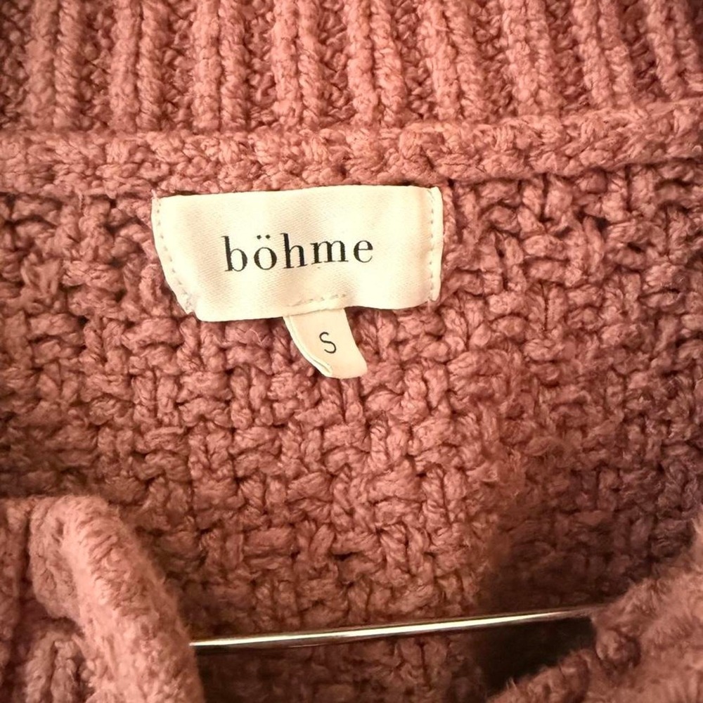 Böhme 100% cotton dusty pink cable knit cropped cardigan in size S - Picture 3 of 4